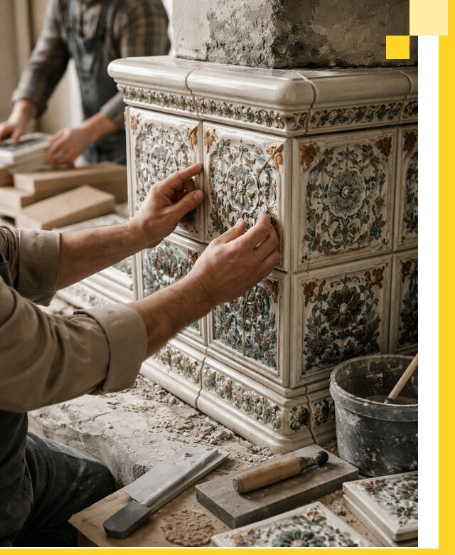 Изразцовые камины под ключ в Чапаевске: проект и монтаж