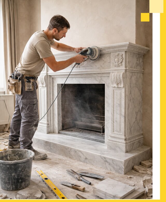 Изготовление и установка мраморных каминов в Чапаевске под ключ