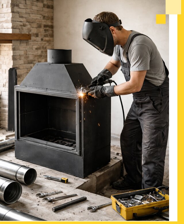 Продажа и установка металлических каминов в Чапаевске под ключ