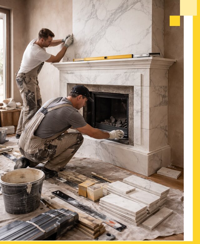 Отделка каминов в Чапаевске качественные облицовочные работы