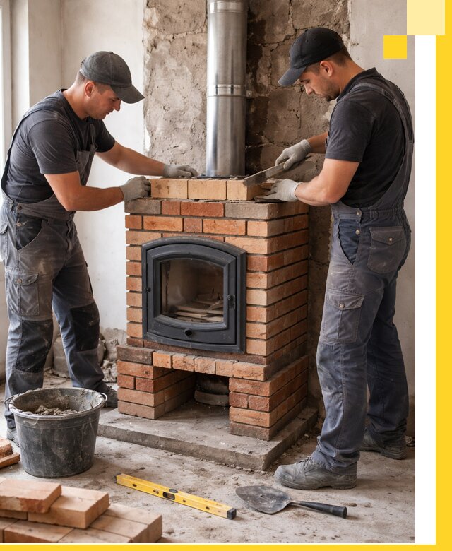 Монтаж печи камина под ключ в Чапаевске с гарантией и пусконаладкой