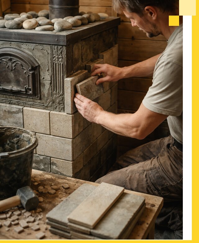 Облицовка банных печей в Чапаевске профессиональная отделка