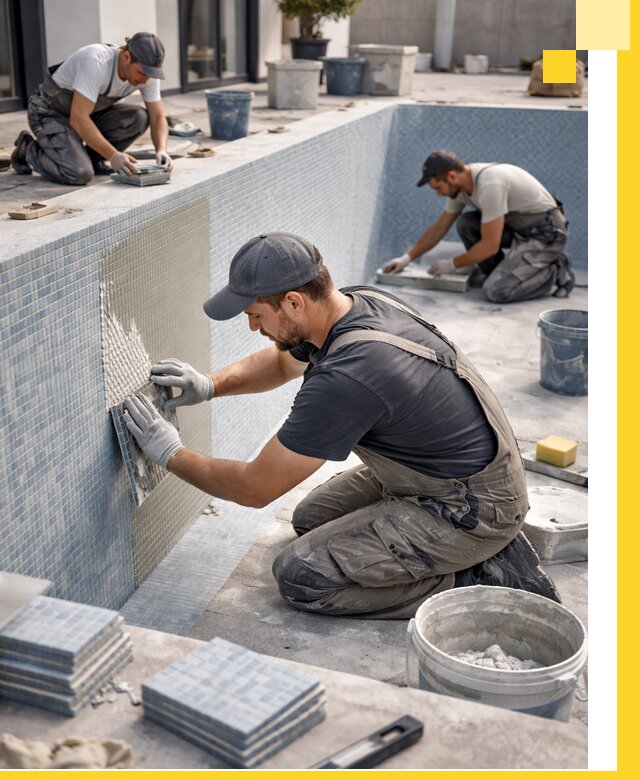 Облицовка бассейнов в Чапаевске плитка мозаика гидроизоляция