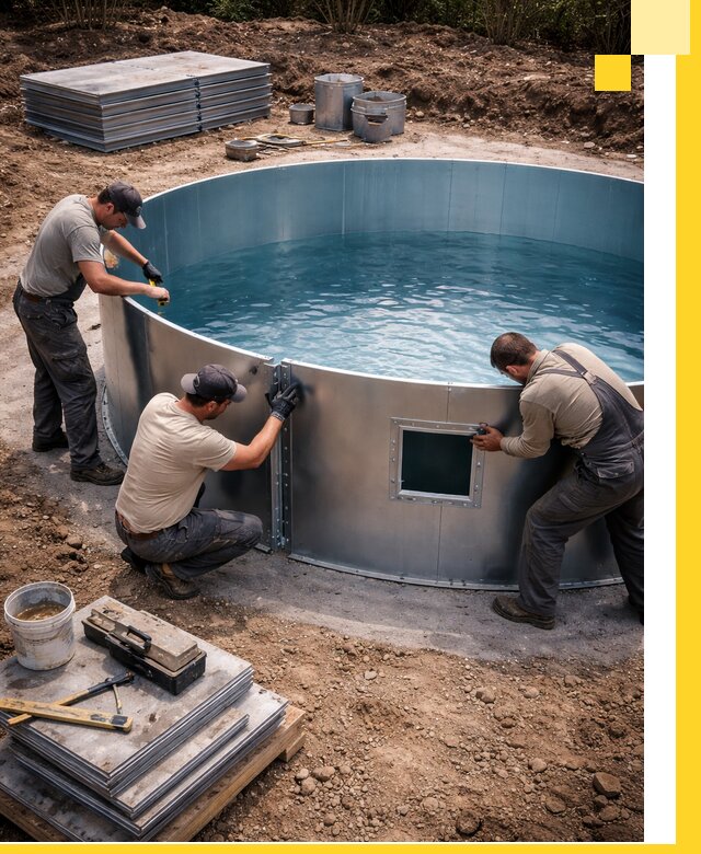 Круглые бассейны под ключ в Чапаевске проектирование и монтаж