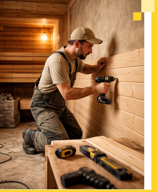 Профессиональная внутренняя отделка бани в Чапаевске под ключ