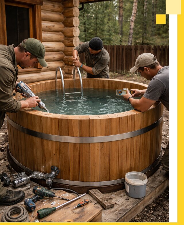 Строительство бань с купелью под ключ и отделкой в Чапаевске