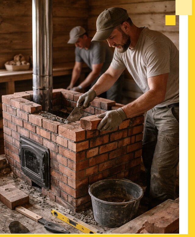 Кирпичные печи для бани под ключ в Чапаевске, проект и монтаж