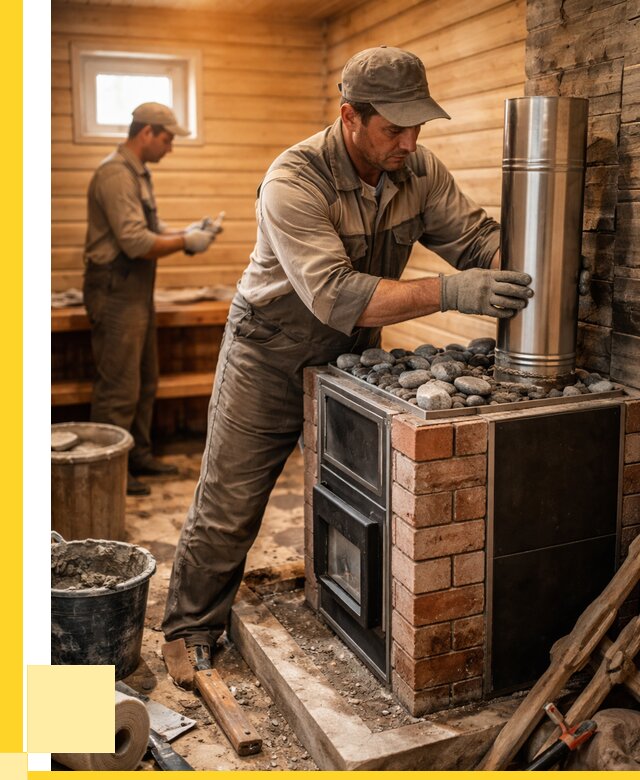 Монтаж печи в бане под ключ в Чапаевске от 20430 р. | ЭриданЧпв