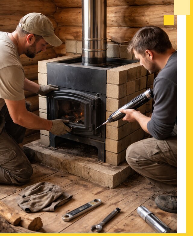 Монтаж и установка печи в бане под ключ с гарантией в Чапаевске