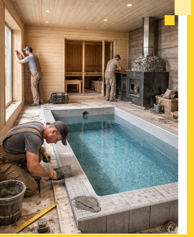 Проект бани с бассейном и сауной в Чапаевске под ключ