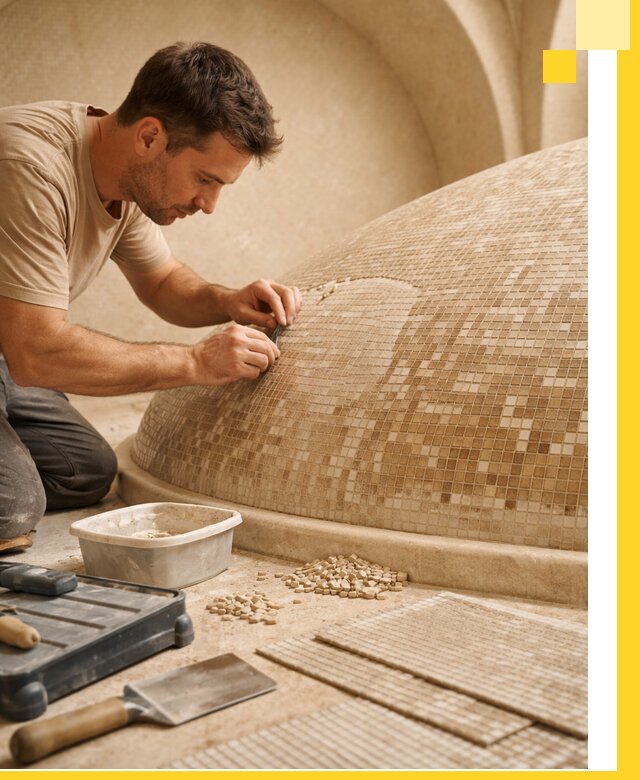 Профессиональная укладка мозаики для хамама под ключ в Чапаевске